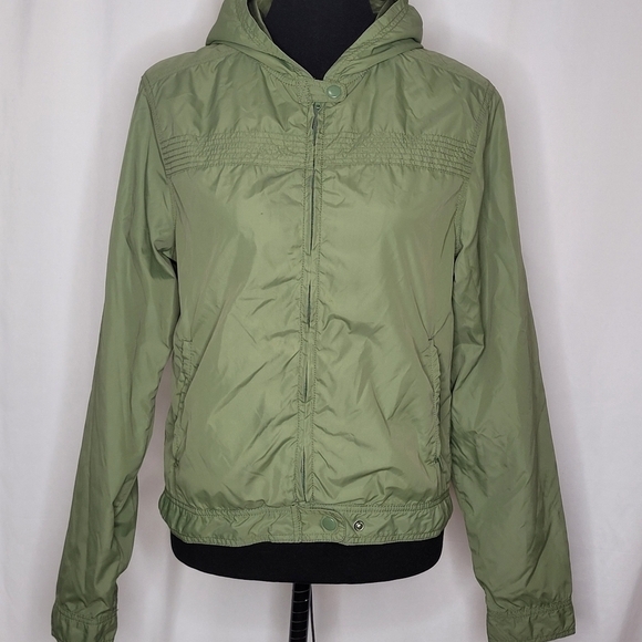 Vans Other - Vans Girls Army Green Hooded Full Zip Windbreaker - Size M Girls